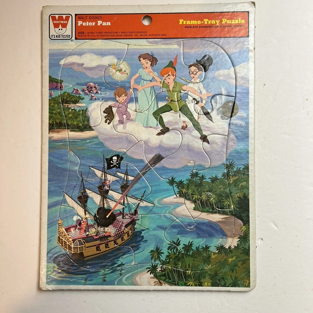 Vintage Whitman Walt Disney Peter Pan Frame Tray Puzzle Storybook Learning Tool